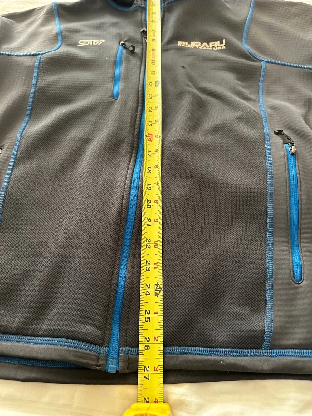 Subaru Rally Team USA Men's Gray Performance Zip Jacket with Blue Trim